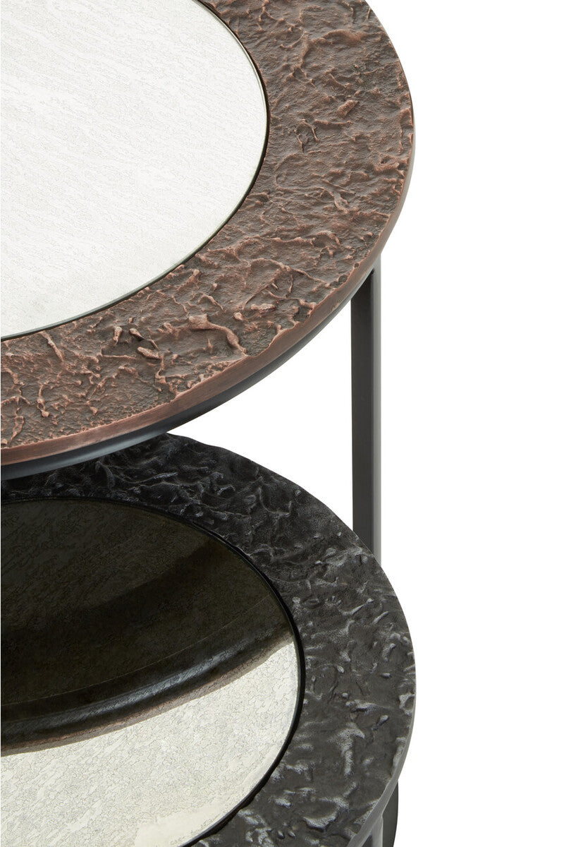 Orsina Akola Round Nesting Side Tables | Antique Copper & Gunmetal