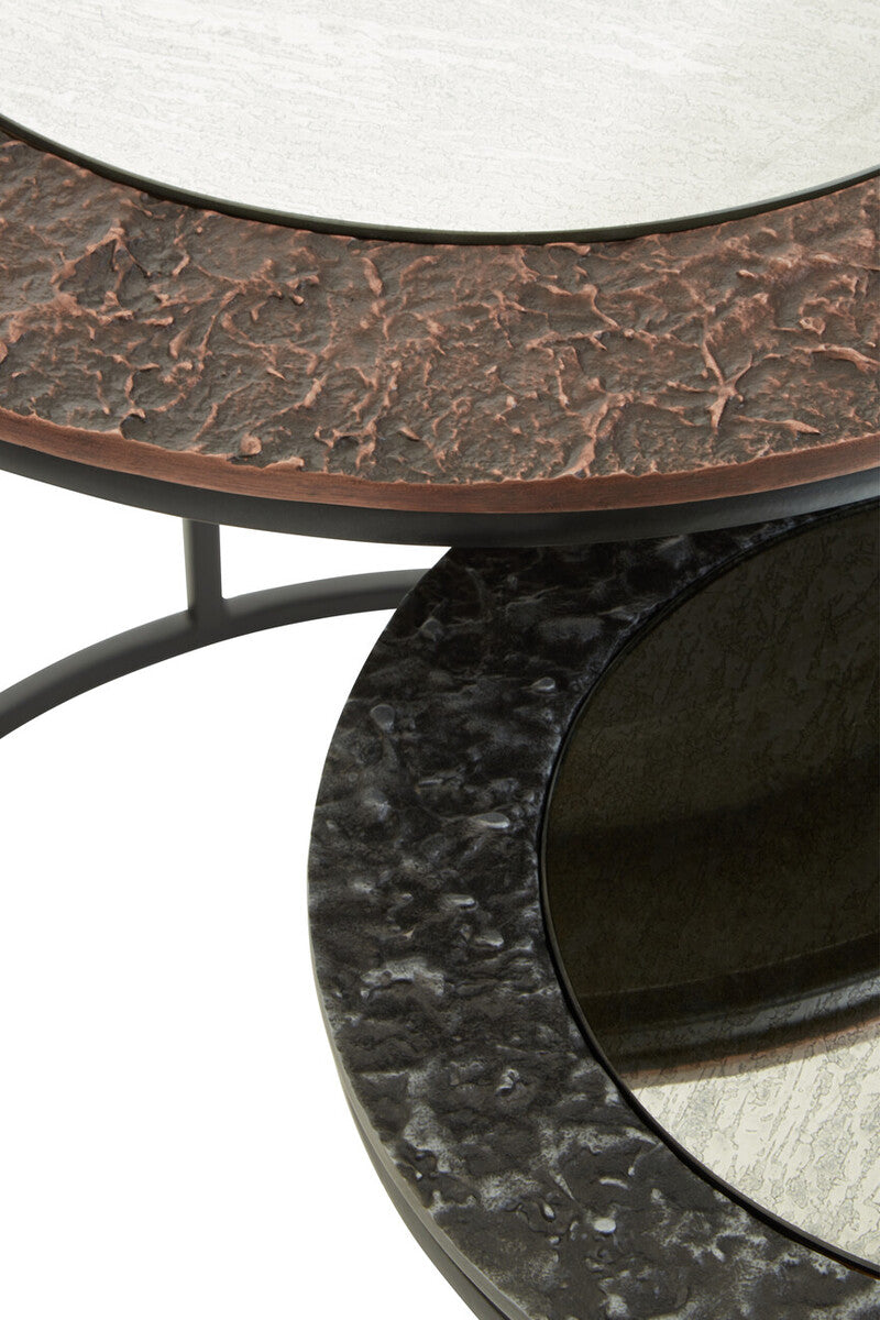Orsina Akola Round Nesting Side Tables | Antique Copper & Gunmetal