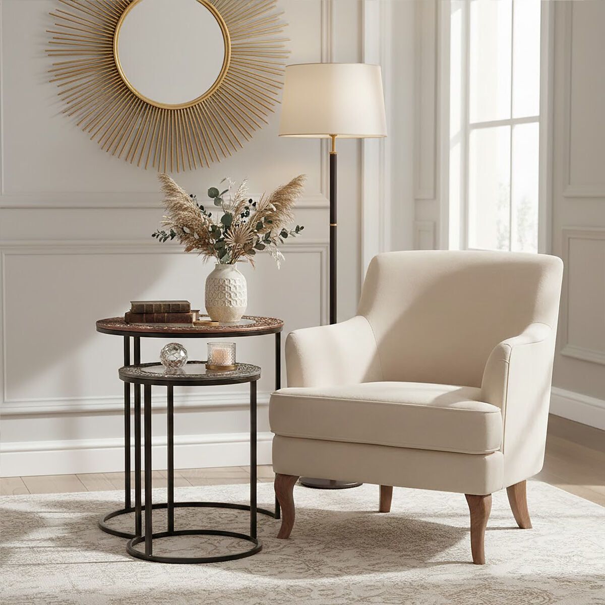 Orsina Akola Round Nesting Side Tables | Antique Copper & Gunmetal