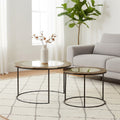 Orsina Akola Nesting Coffee Tables | Set of 2 Antiqued Glass & Metal