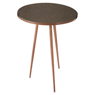 Orsina Akola Copper Side Table – Round Tempered Glass & Aluminum