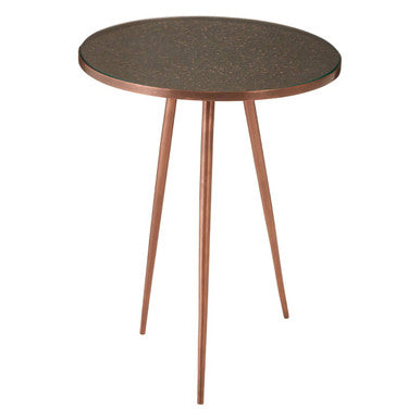 Orsina Akola Copper Side Table – Round Tempered Glass & Aluminum