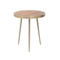 Orsina Almora Round Acacia Wood Side Table with Gold Metal Legs