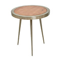 Orsina Almora Round Acacia Wood Side Table with Gold Metal Frame