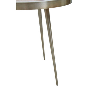 Orsina Almora Round Acacia Wood Side Table with Gold Metal Frame
