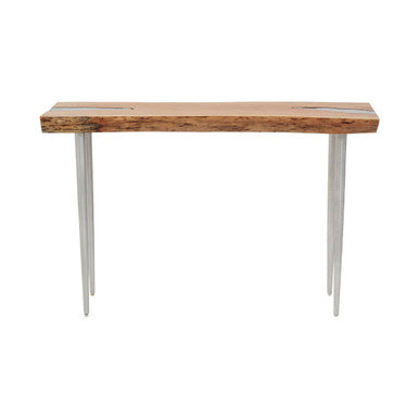 Orsina Almora Acacia Wood Console Table with Silver Inlay