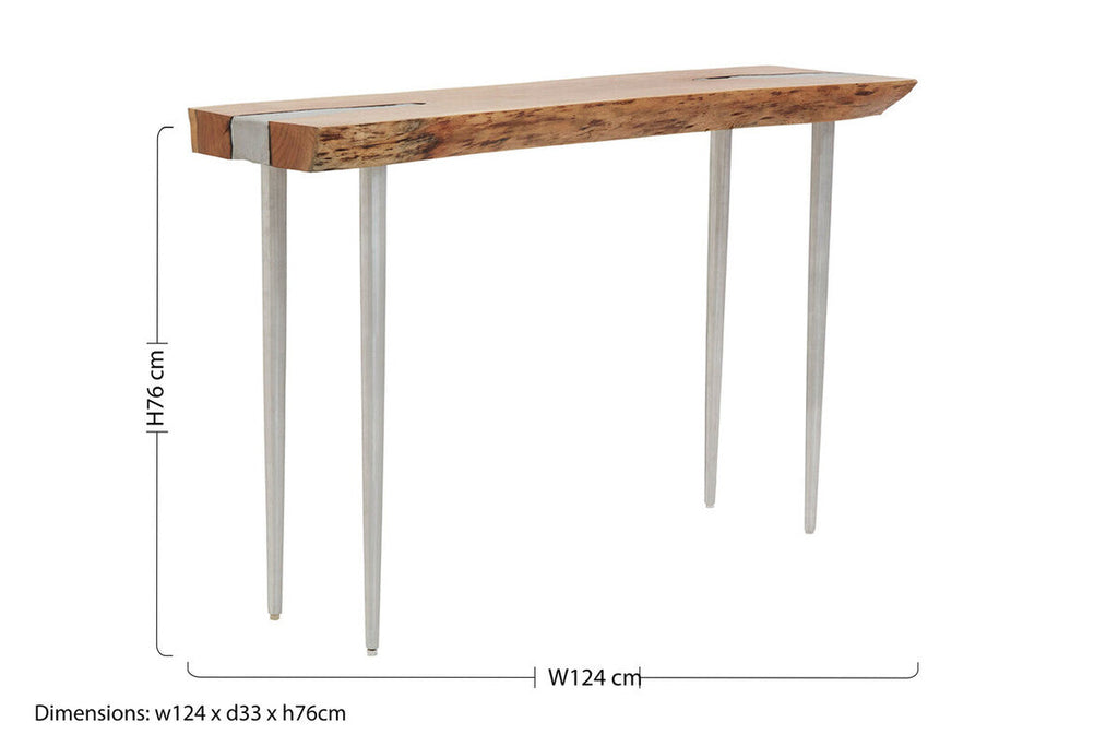 Orsina Almora Acacia Wood Console Table with Silver Inlay