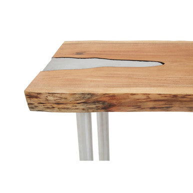Orsina Almora Acacia Wood Console Table with Silver Inlay