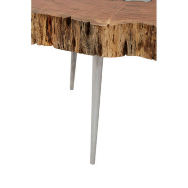Orsina Acacia Wood Log Slice Coffee Table with Silver Aluminium Legs