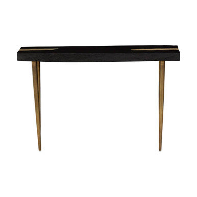 Orsina Asamra Black Acacia Wood Console Table with Gold Inlay
