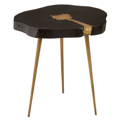 Orsina Asamra Black Acacia Side Table with Gold Inlay and Legs
