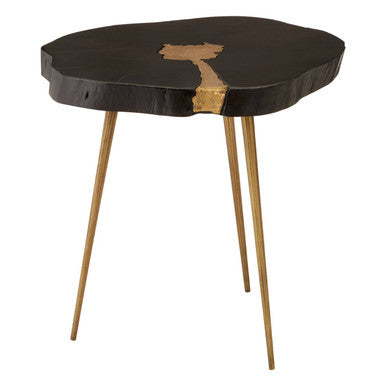 Orsina Asamra Black Acacia Side Table with Gold Inlay and Legs