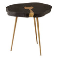 Orsina Asamra Black Acacia Side Table with Gold Inlay and Legs