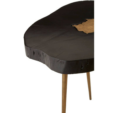 Orsina Asamra Black Acacia Side Table with Gold Inlay and Legs