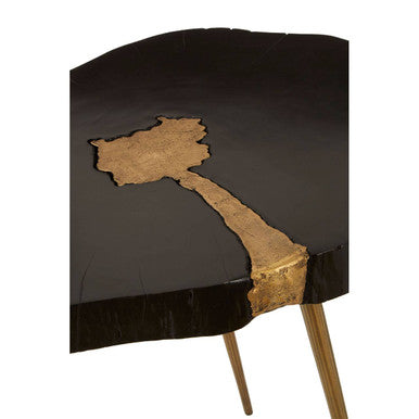 Orsina Asamra Black Acacia Side Table with Gold Inlay and Legs