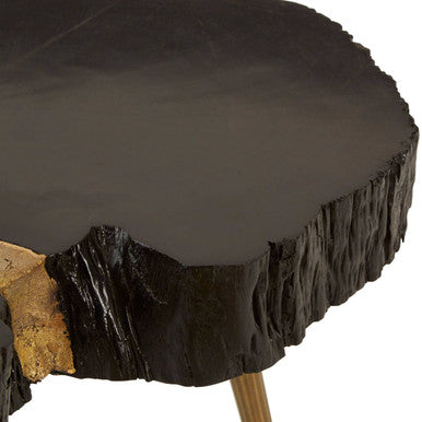 Orsina Asamra Black Acacia Wood Coffee Table with Gold Metal Legs