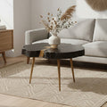 Orsina Asamra Black Acacia Wood Coffee Table with Gold Metal Legs