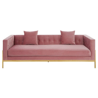 Orsina Rena 3-Seater Pink Velvet Sofa – Modern Tufted Living Room Couch