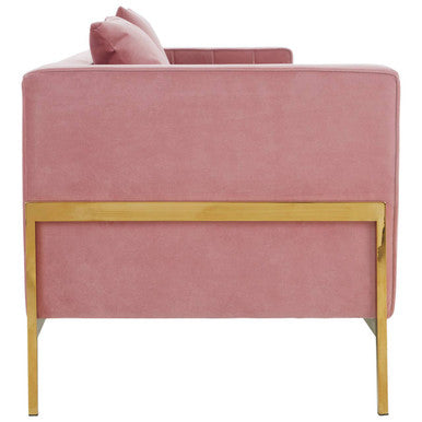 Orsina Rena 3-Seater Pink Velvet Sofa – Modern Tufted Living Room Couch