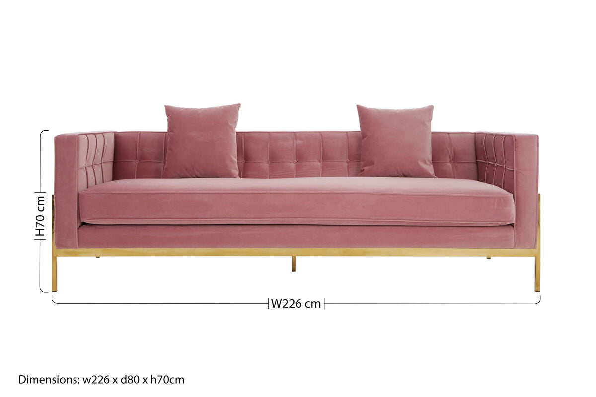 Orsina Rena 3-Seater Pink Velvet Sofa – Modern Tufted Living Room Couch