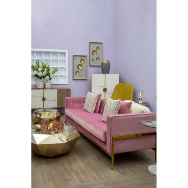 Orsina Rena 3-Seater Pink Velvet Sofa – Modern Tufted Living Room Couch