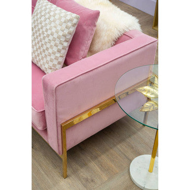 Orsina Rena 3-Seater Pink Velvet Sofa – Modern Tufted Living Room Couch