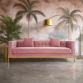 Orsina Rena 3-Seater Pink Velvet Sofa – Modern Tufted Living Room Couch