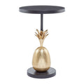 Orsina Pineapple Side Table – Black Iron & Antique Brass Accent