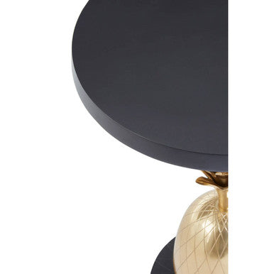 Orsina Pineapple Side Table – Black Iron & Antique Brass Accent