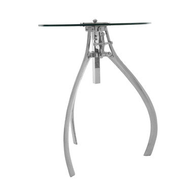 Orsina Maxi Crank Adjustable Glass Table – Nickel Tripod Base
