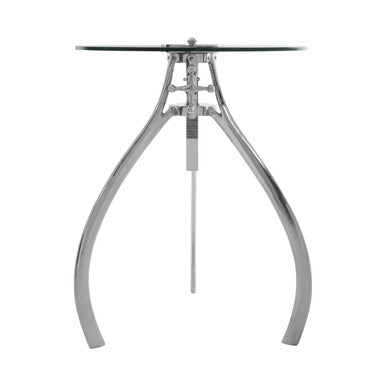 Orsina Maxi Crank Adjustable Glass Table – Nickel Tripod Base