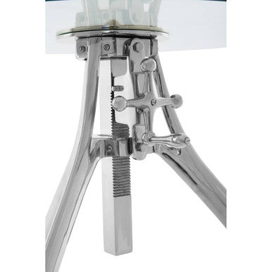 Orsina Maxi Crank Adjustable Glass Table – Nickel Tripod Base