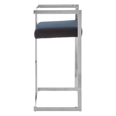 Orsina Azalea Bar Stool – Black Velvet & Silver Stainless Frame