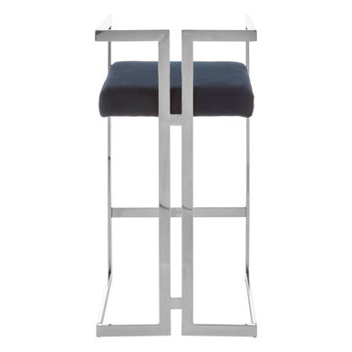 Orsina Azalea Bar Stool – Black Velvet & Silver Stainless Frame