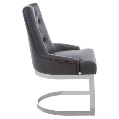 Orsina Azalea Tufted Black Faux Leather Dining Chair | Silver Base