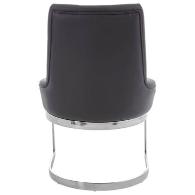 Orsina Azalea Tufted Black Faux Leather Dining Chair | Silver Base