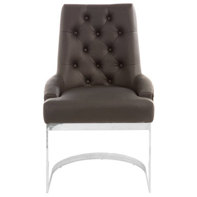 Orsina Azalea Tufted Black Faux Leather Dining Chair | Silver Base