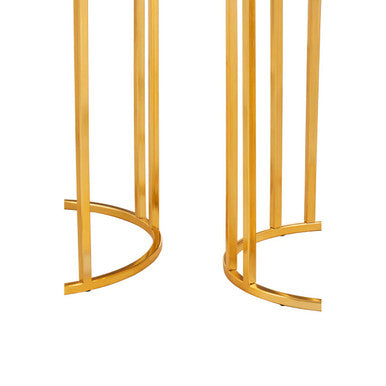 Orsina Set of 2 Round White Marble and Gold Metal Nesting Side Tables