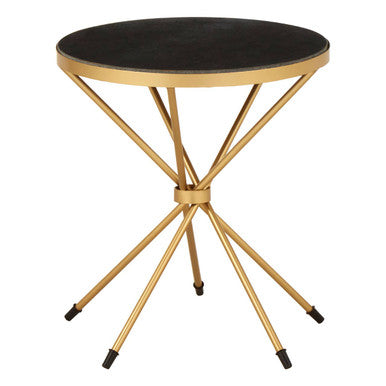 Orsina Black Marble Round Side Table – Gold Stainless Steel End Table