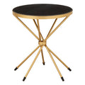 Orsina Black Marble Round Side Table – Gold Stainless Steel End Table