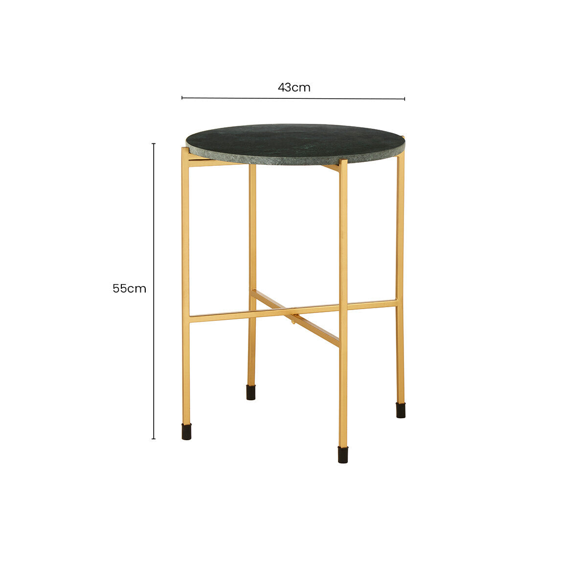 Orsina Green Marble Round Side Table – Gold Stainless Steel Base