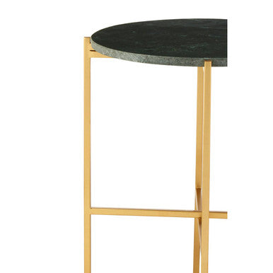 Orsina Green Marble Round Side Table – Gold Stainless Steel Base