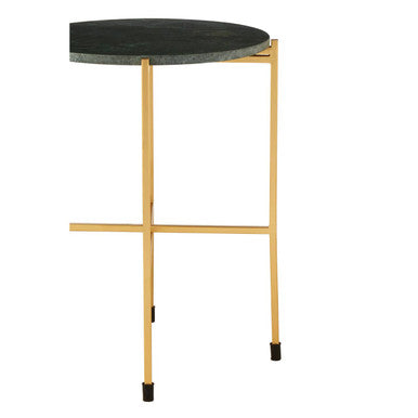 Orsina Green Marble Round Side Table – Gold Stainless Steel Base