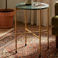 Orsina Green Marble Round Side Table – Gold Stainless Steel Base