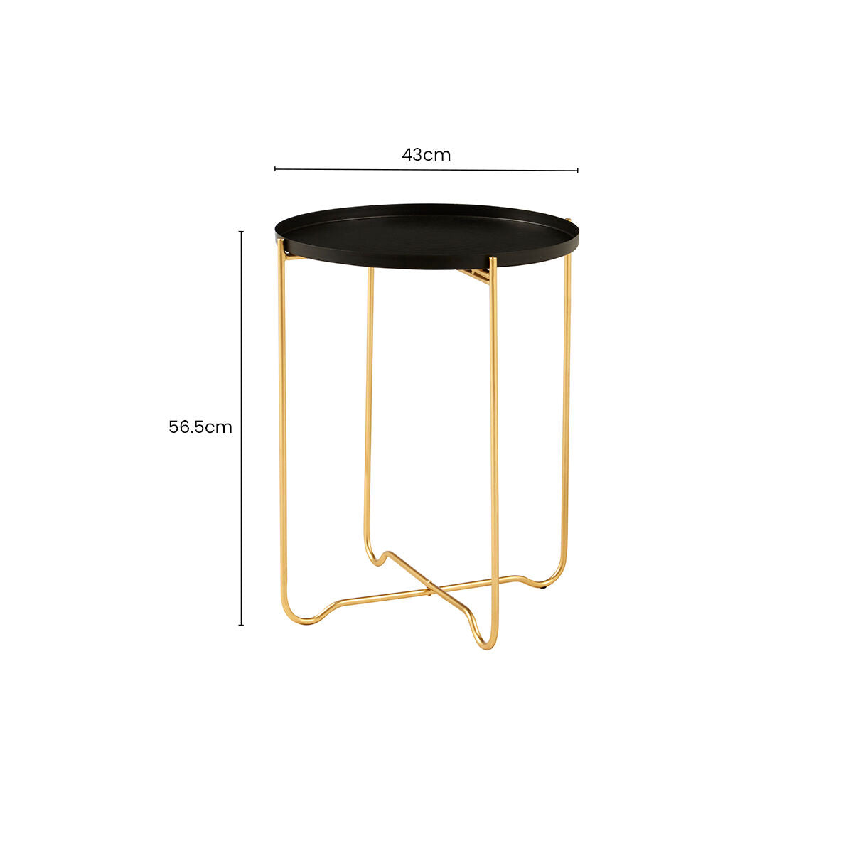 Orsina Templar Round Side Table – Black Top with Gold Metal Frame