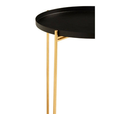 Orsina Templar Round Side Table – Black Top with Gold Metal Frame