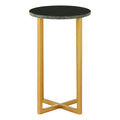 Orsina Templar Small Round Green Marble Side Table with Gold Base