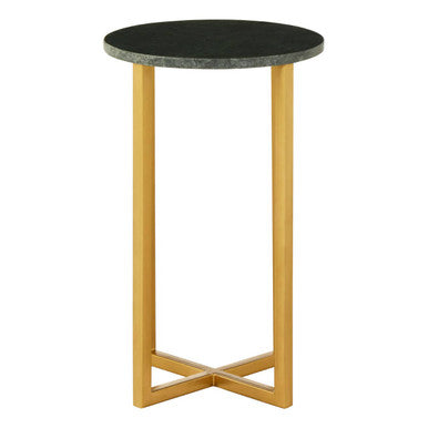 Orsina Templar Small Round Green Marble Side Table with Gold Base