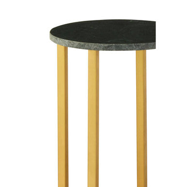 Orsina Templar Small Round Green Marble Side Table with Gold Base