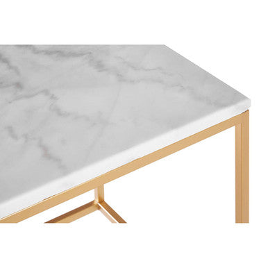 Orsina White Marble and Gold Square Nesting Side Tables – Set of 2